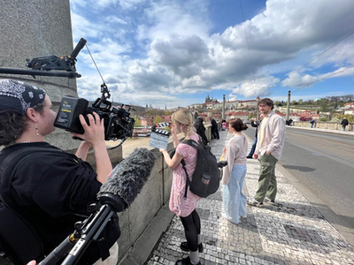 Filming in Prague