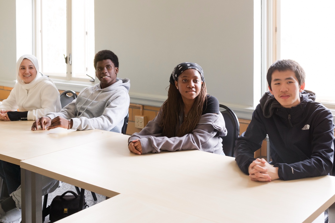 Students studying in the library
