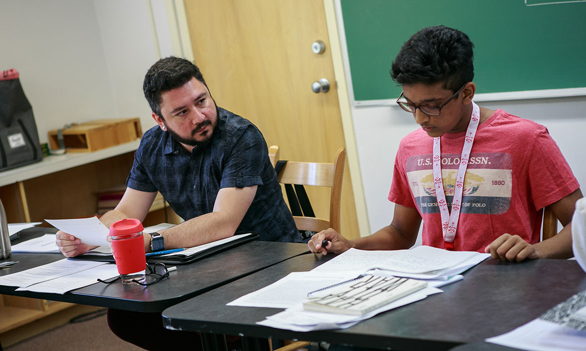 Professor with students