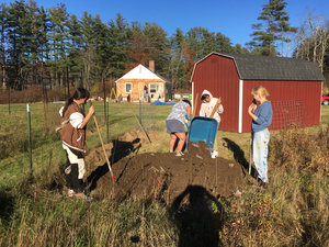 Students working on a farm