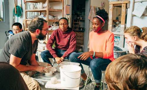 Academy students in ceramics class