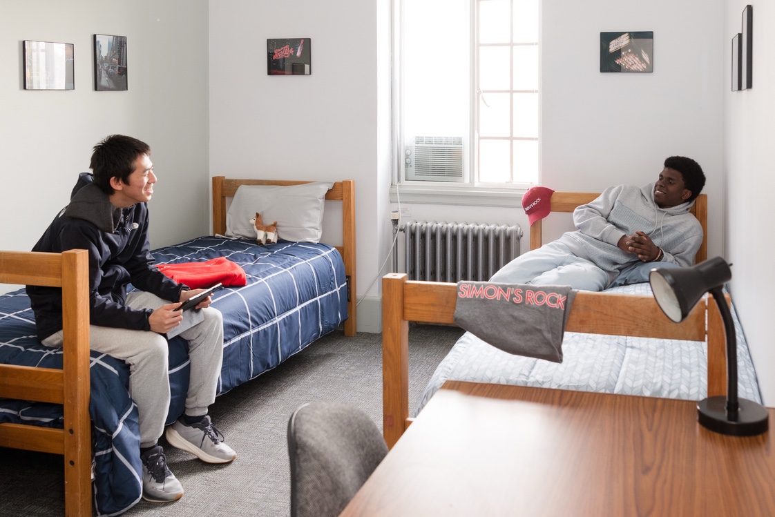 Two male students in dorm room