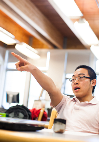 Male student in classroom